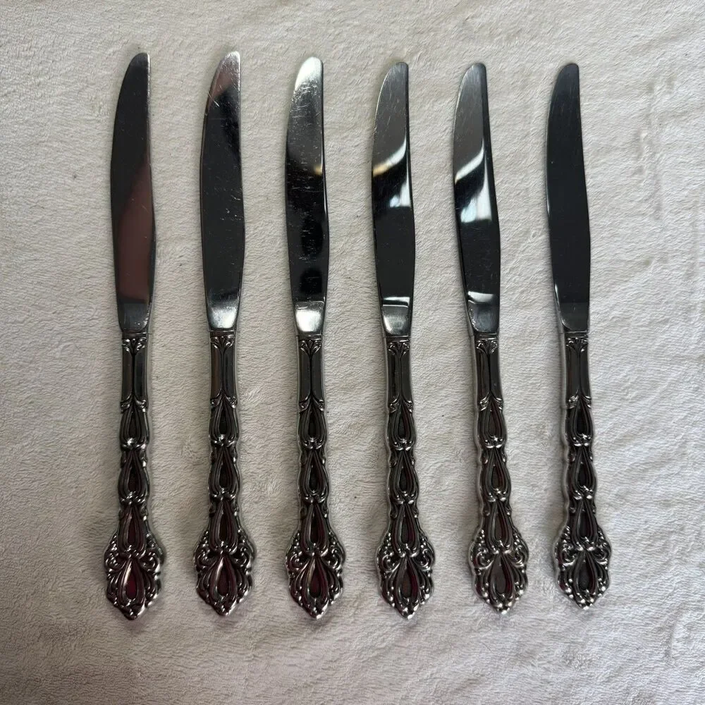Oneida Chandelier Set of 6 Dinner Knives Community Stainless Flatware MCM VTG